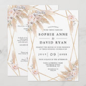 Roze pampas grass Gold in één keer Kaart (Voorkant / Achterkant)