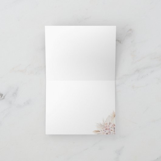 Roze Pampas Grass Meisje Baby shower Dank u Kaart (Binnen)