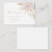 Roze Pampas Grass Meisje Baby shower Dank u Kaart Notitiekaartje (Voorkant / Achterkant)