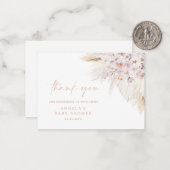 Roze Pampas Grass Meisje Baby shower Dank u Kaart Notitiekaartje (Voorkant / Achterkant in situ)