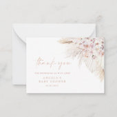 Roze Pampas Grass Meisje Baby shower Dank u Kaart Notitiekaartje (Voorkant)