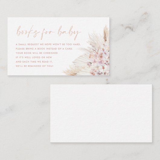 Roze Pampas Grass Meisje Boeken Voor Baby Kaart (Voorkant / Achterkant)