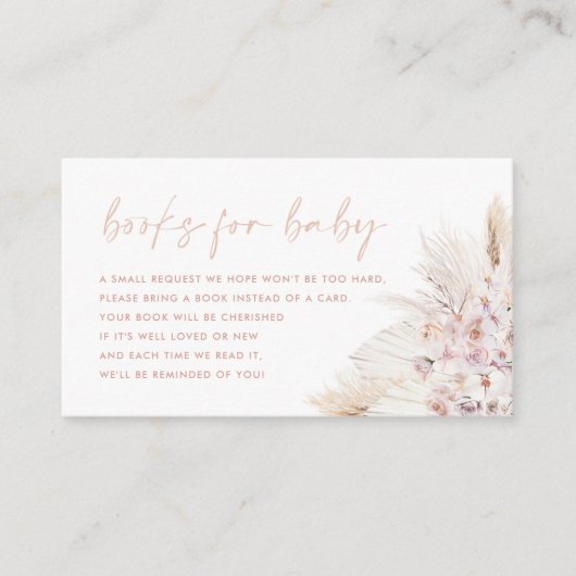 Roze Pampas Grass Meisje Boeken Voor Baby Kaart (Voorkant)