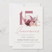 Roze Pampas Grass Quinceanera 15th Birthday Invite Bedankkaart (Voorkant)