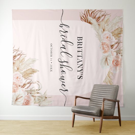 Roze Pampas Grass Vrijgezellenfeest Tapestry Wandkleed (In Situ (horizontaal))