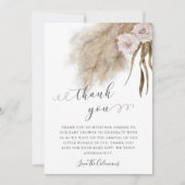 Roze Pampas Grass Waterverf Baby shower Bedankkaart (Voorkant)