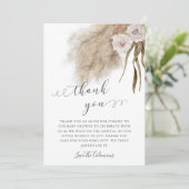 Roze Pampas Grass Waterverf Baby shower Bedankkaart (Staand voorkant)