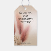 Roze Pampasgras Boheemse Boho Bruiloft Cadeaulabel (Achterkant)