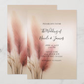 Roze Pampasgras Boheemse Boho Bruiloft Kaart (Voorkant / Achterkant)