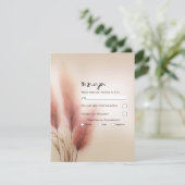 Roze Pampasgras Boheemse Boho Bruiloft RSVP Kaart (Staand voorkant)