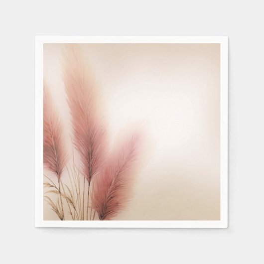 Roze Pampasgras Boheemse Boho Bruiloft Servet (Voorkant)