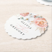 Roze Pampasgras Elegant Tropisch Papier Kartonnen Onderzetters (Gekanteld)