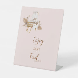 Roze Pampasgras Oh Baby Eten  Reclamebord Met Voetstuk