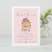Roze pancakes Bridal Brunch Shower Invitation Kaart (Staand voorkant)