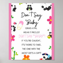 Roze Panda Baby shower Game Sign