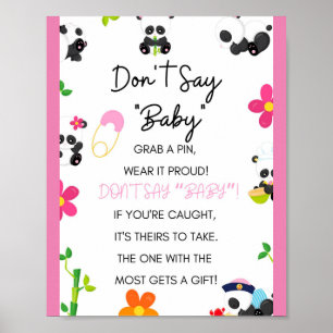 Roze Panda Baby shower Game Sign Poster