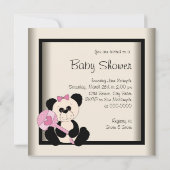 Roze Panda Baby Shower-uitnodigingen Kaart (Achterkant)