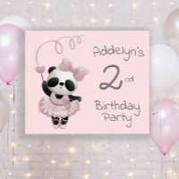Roze Panda Beer Ballerina 2e Verjaardag Poster