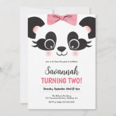  Roze Panda Beer Meisjes Verjaardagsuitnodiging Kaart (Voorkant)