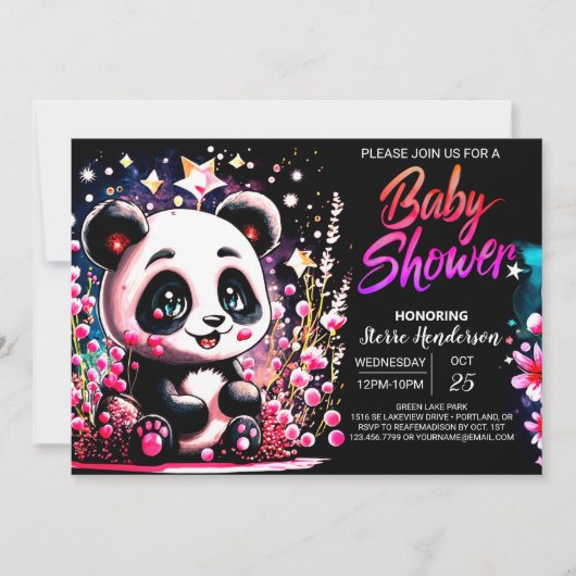 Roze Panda Beer Whimsy Meisje Baby shower Kaart (Voorkant)