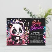 Roze Panda Beer Whimsy Meisje Baby shower Kaart (Staand voorkant)