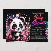 Roze Panda Beer Whimsy Meisje Baby shower Kaart (Voorkant / Achterkant)