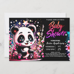 Roze Panda Beer Whimsy Meisje Baby shower Kaart