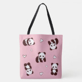 Roze Panda Canvas tas (Voorkant)