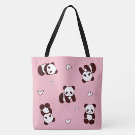 Roze Panda Canvas tas