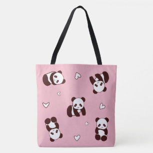 Roze Panda Canvas tas