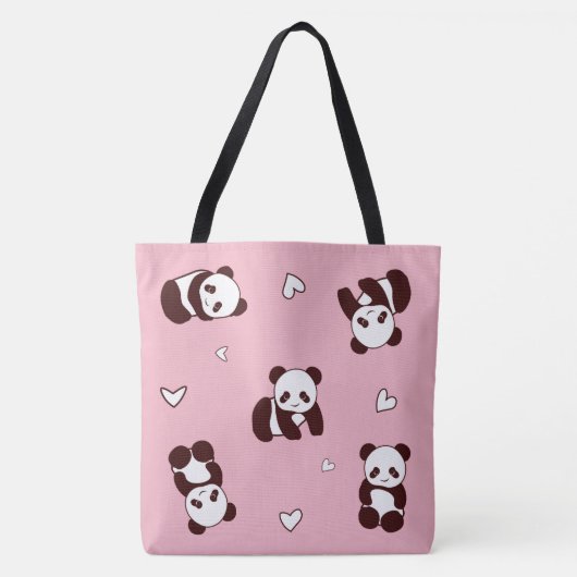 Roze Panda Canvas tas (Voorkant)