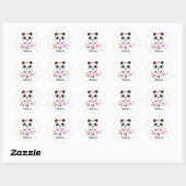 Roze Panda gepersonaliseerde Schattige Girly Ronde Sticker (Vel)