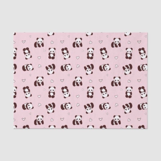 Roze Panda Hart Tissue Papier (Voorkant)