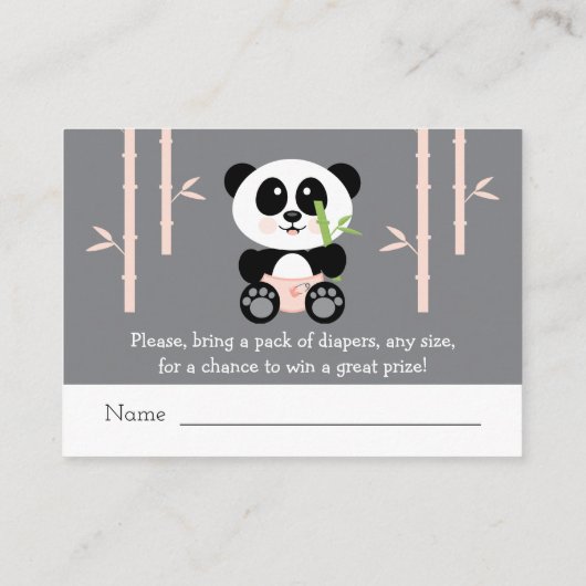 Roze Panda Luier Raffle Tickets Informatiekaartje (Achterkant)