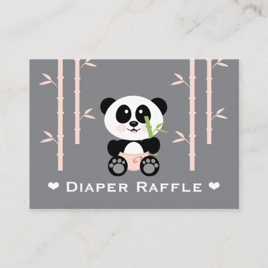 Roze Panda Luier Raffle Tickets Informatiekaartje (Voorkant)