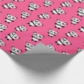 Roze panda-patroon cadeaupapier (Hoek)