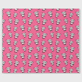Roze panda-patroon cadeaupapier (Vlak)