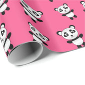 Roze panda-patroon cadeaupapier (Rol Hoek)