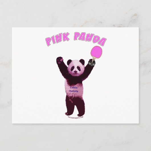 Roze Panda Ping Pong Briefkaart (Voorkant)