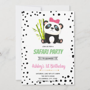 Roze panda verjaardagsuitnodiging bedankkaart