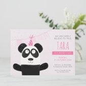 Roze Panda Verjaardagsuitnodiging Kaart (Staand voorkant)
