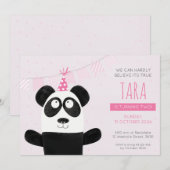 Roze Panda Verjaardagsuitnodiging Kaart (Voorkant / Achterkant)