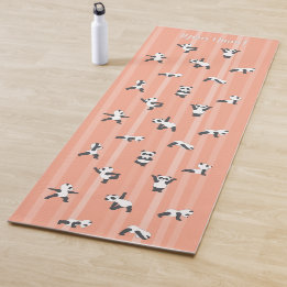 Roze Panda Yoga Mat Aangepaste Naam Aan Beide Kant