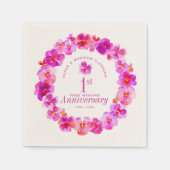 roze paniek bij de eerste huwelijksfeestdag servet (Voorkant)