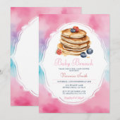 Roze Pannenkoek Baby Brunch Berry Baby shower Kaart (Voorkant / Achterkant)