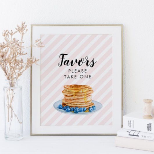 Roze pannenkoek bruiloft brunch favorieten bord poster