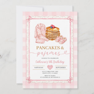 Roze pannenkoek en pyjama verjaardag kaart