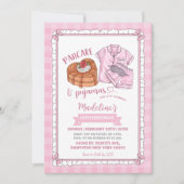 Roze pannenkoek en pyjama verjaardag kaart (Voorkant)