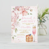 Roze Pannenkoek Wijn Brunch Bubbly Vrijgezellenfee Kaart (Staand voorkant)