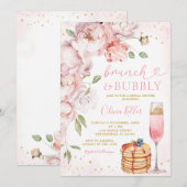 Roze Pannenkoek Wijn Brunch Bubbly Vrijgezellenfee Kaart (Voorkant / Achterkant)